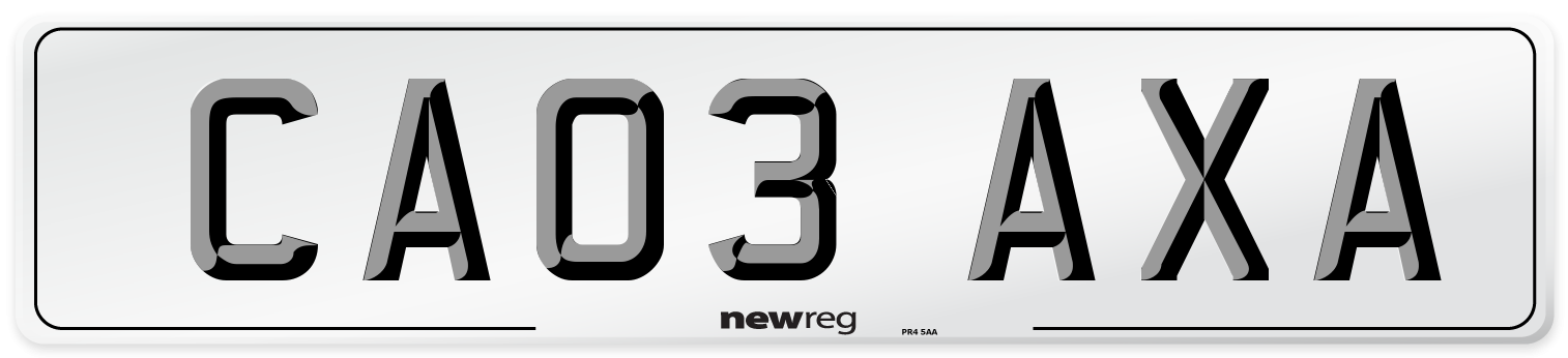 CA03 AXA Number Plate from New Reg
